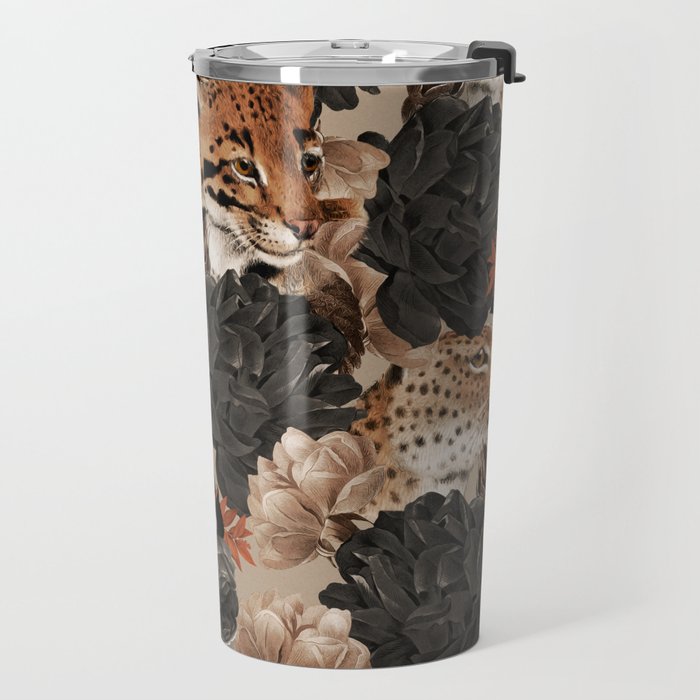 LEOPARD AND FLORAL NIGHT PATTERN Travel Mug Gallery Image 2