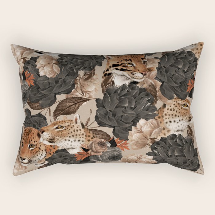 LEOPARD AND FLORAL NIGHT PATTERN Rectangular Pillow Gallery Image 2