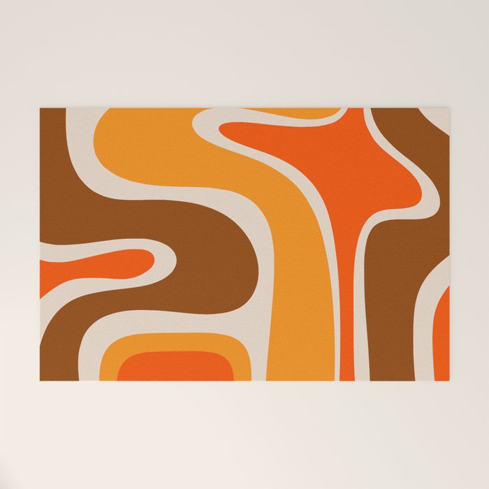Copacetic Retro Abstract Pattern in 70s Brown Orange Beige Welcome Mat Gallery Image 1