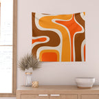 Copacetic Retro Abstract Pattern in 70s Brown Orange Beige Wall Tapestry Gallery Image 2