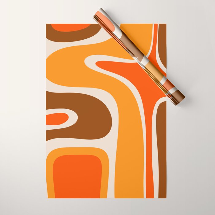 Copacetic Retro Abstract Pattern in 70s Brown Orange Beige Wrapping Paper Gallery Image 1