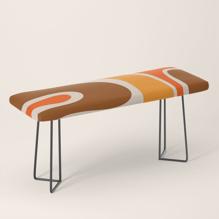 Copacetic Retro Abstract Pattern in 70s Brown Orange Beige Bench Gallery Image 1