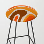 Copacetic Retro Abstract Pattern in 70s Brown Orange Beige Stool Gallery Image 2