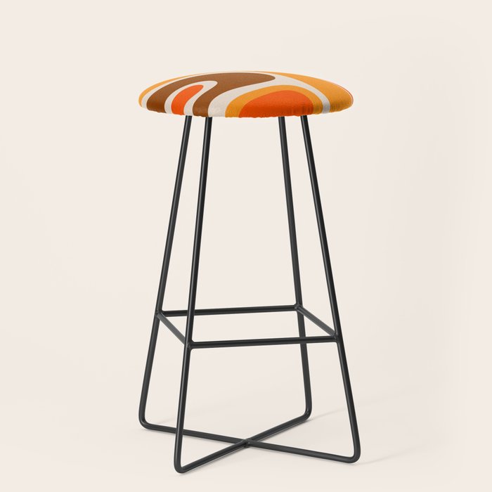 Copacetic Retro Abstract Pattern in 70s Brown Orange Beige Stool Gallery Image 1