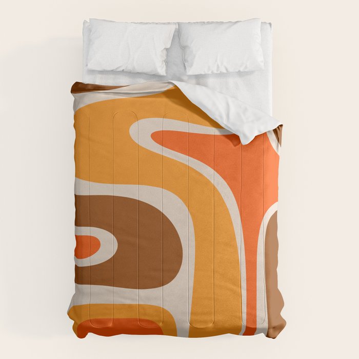 Copacetic Retro Abstract Pattern in 70s Brown Orange Beige Comforter Gallery Image 1