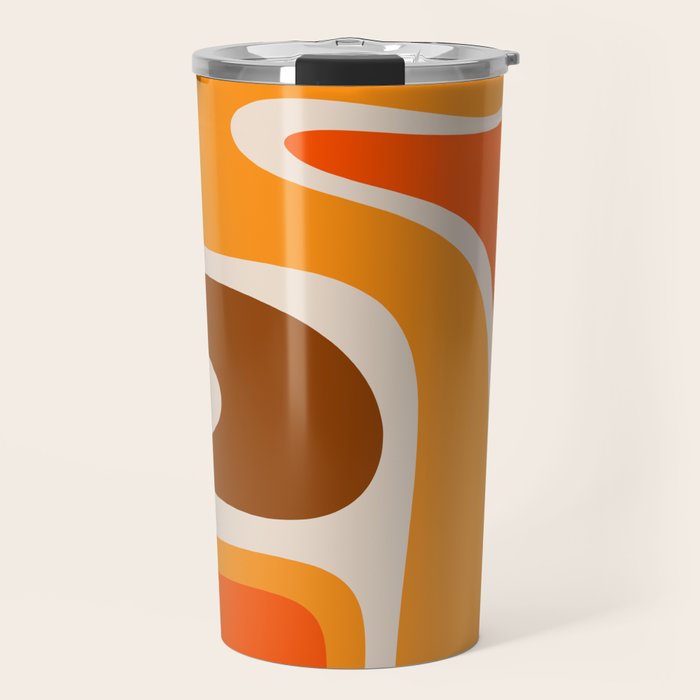 Copacetic Retro Abstract Pattern in 70s Brown Orange Beige Travel Mug Gallery Image 1