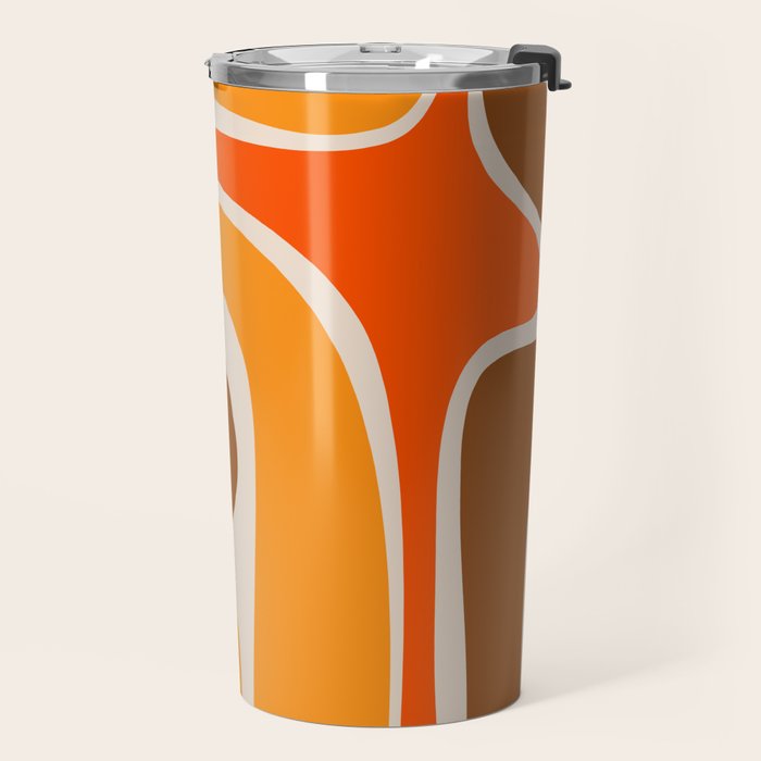 Copacetic Retro Abstract Pattern in 70s Brown Orange Beige Travel Mug Gallery Image 2