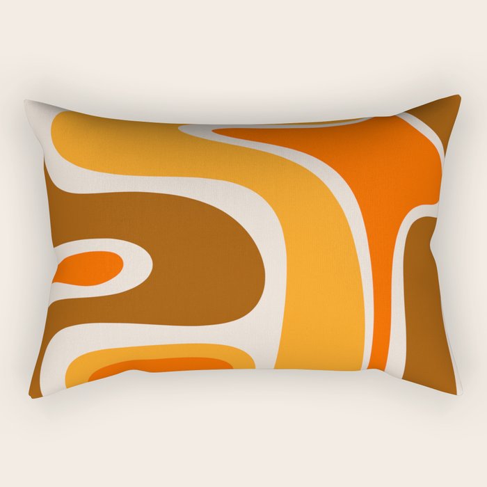 Copacetic Retro Abstract Pattern in 70s Brown Orange Beige Rectangular Pillow Gallery Image 1