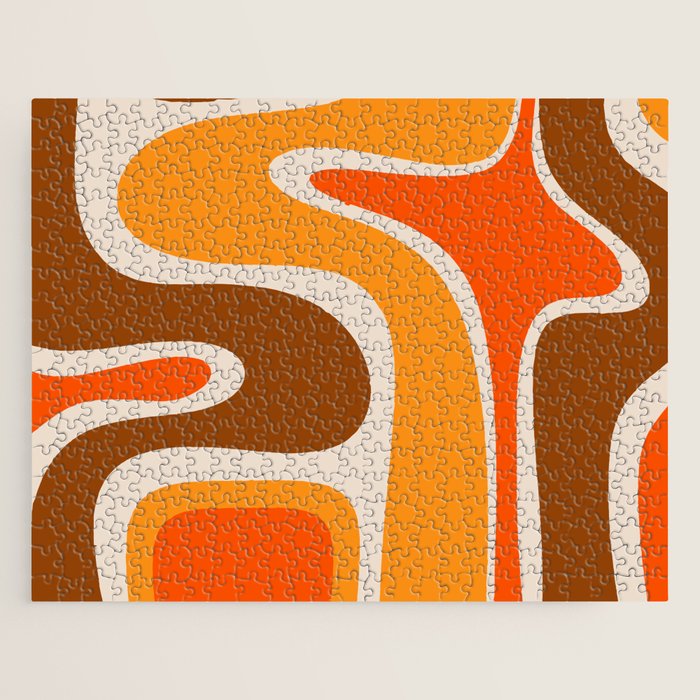 Copacetic Retro Abstract Pattern in 70s Brown Orange Beige Jigsaw Puzzle Gallery Image 1