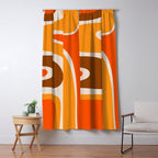 Copacetic Retro Abstract Pattern in 70s Brown Orange Beige Window Curtain Gallery Image 5
