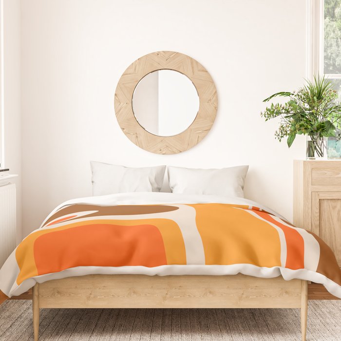 Copacetic Retro Abstract Pattern in 70s Brown Orange Beige Duvet Cover Gallery Image 3