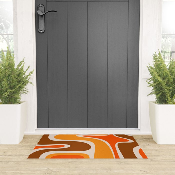 Copacetic Retro Abstract Pattern in 70s Brown Orange Beige Welcome Mat Gallery Image 3