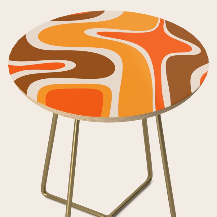 Copacetic Retro Abstract Pattern in 70s Brown Orange Beige Side Table Gallery Image 2