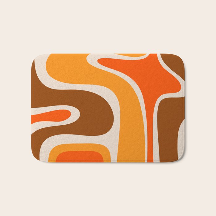 Copacetic Retro Abstract Pattern in 70s Brown Orange Beige Bath Mat Gallery Image 1