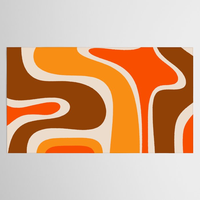 Copacetic Retro Abstract Pattern in 70s Brown Orange Beige Tablecloth Gallery Image 2