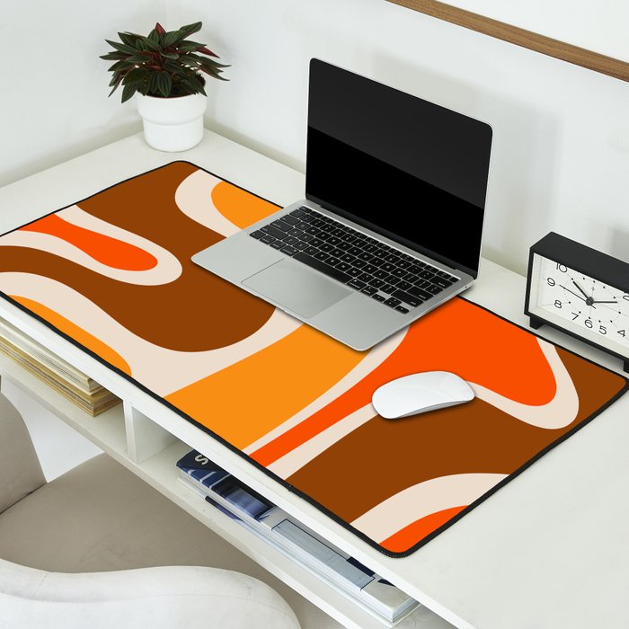 Copacetic Retro Abstract Pattern in 70s Brown Orange Beige Desk Mat Gallery Image 2