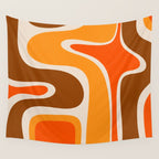 Copacetic Retro Abstract Pattern in 70s Brown Orange Beige Wall Tapestry Gallery Image 4