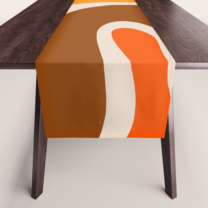 Copacetic Retro Abstract Pattern in 70s Brown Orange Beige Table Runner Gallery Image 1