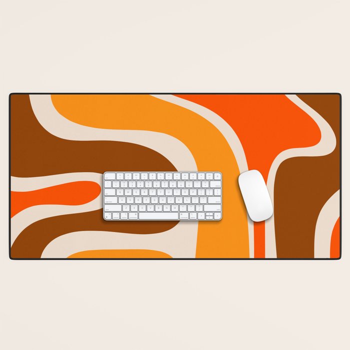 Copacetic Retro Abstract Pattern in 70s Brown Orange Beige Desk Mat Gallery Image 1