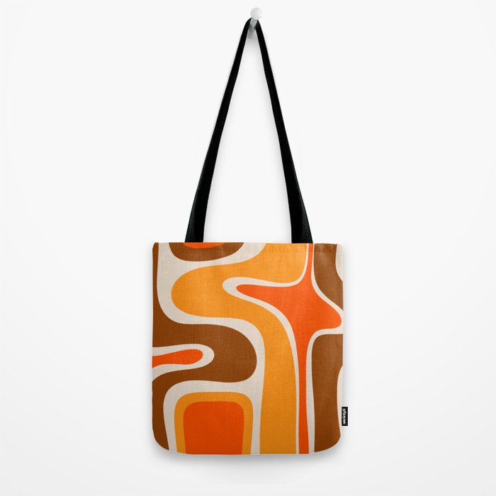 Copacetic Retro Abstract Pattern in 70s Brown Orange Beige Tote Bag Gallery Image 2