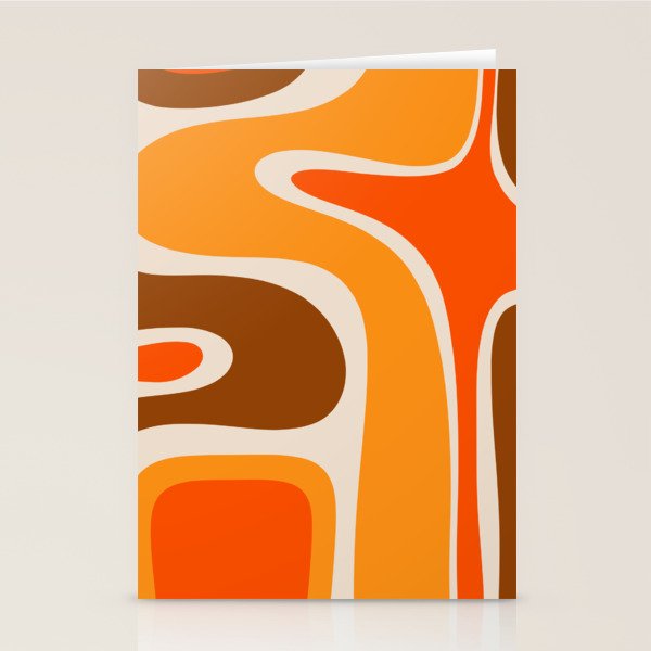 Copacetic Retro Abstract Pattern in 70s Brown Orange Beige Stationery Card Gallery Image 1