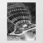 Hollywood Bowl aerial vintage, Los Angeles, California black and white photograph / photography Poster Gallery Image 4