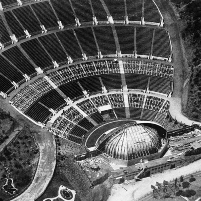 Hollywood Bowl aerial vintage, Los Angeles, California black and white photograph / photography Coffee Mug Gallery Image 2