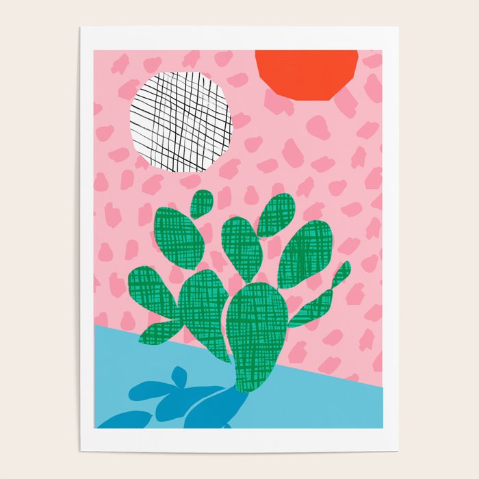 Lampin' - memphis throwback style retro neon cactus desert palm springs california southwest hipster Poster Gallery Image 1