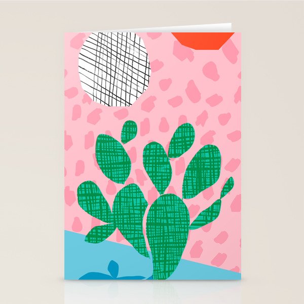 Lampin' - memphis throwback style retro neon cactus desert palm springs california southwest hipster Stationery Card Gallery Image 2