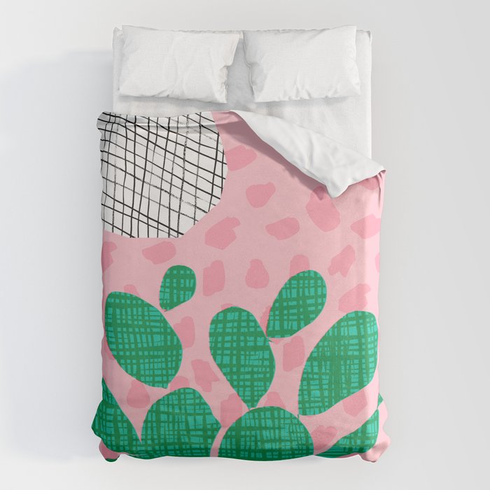 Lampin' - memphis throwback style retro neon cactus desert palm springs california southwest hipster Duvet Cover Gallery Image 1