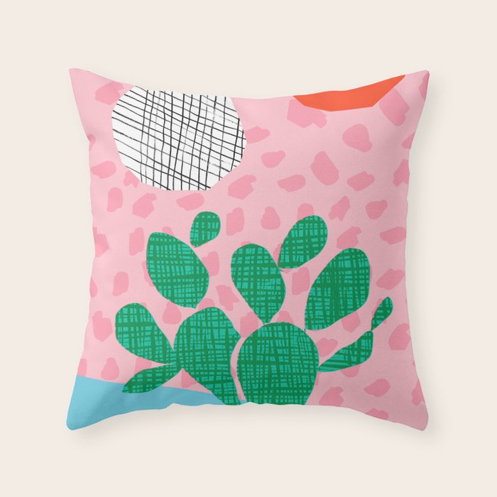 Lampin' - memphis throwback style retro neon cactus desert palm springs california southwest hipster Throw Pillow Gallery Image 1