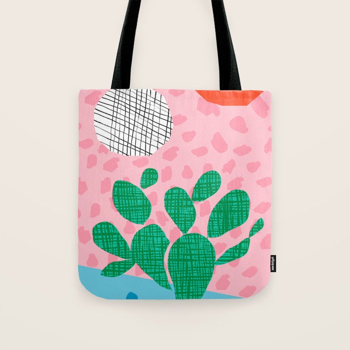 Lampin' - memphis throwback style retro neon cactus desert palm springs california southwest hipster Tote Bag Gallery Image 1