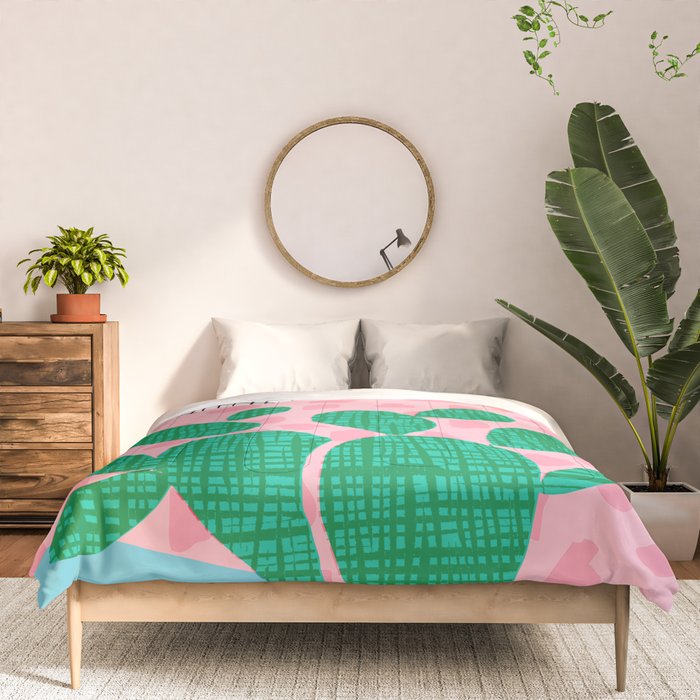 Lampin' - memphis throwback style retro neon cactus desert palm springs california southwest hipster Comforter Gallery Image 3