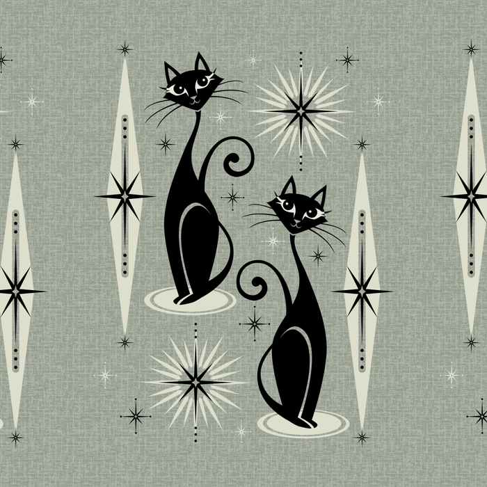 Mid Century Meow Retro Atomic Cats - Gray Coffee Mug Gallery Image 2