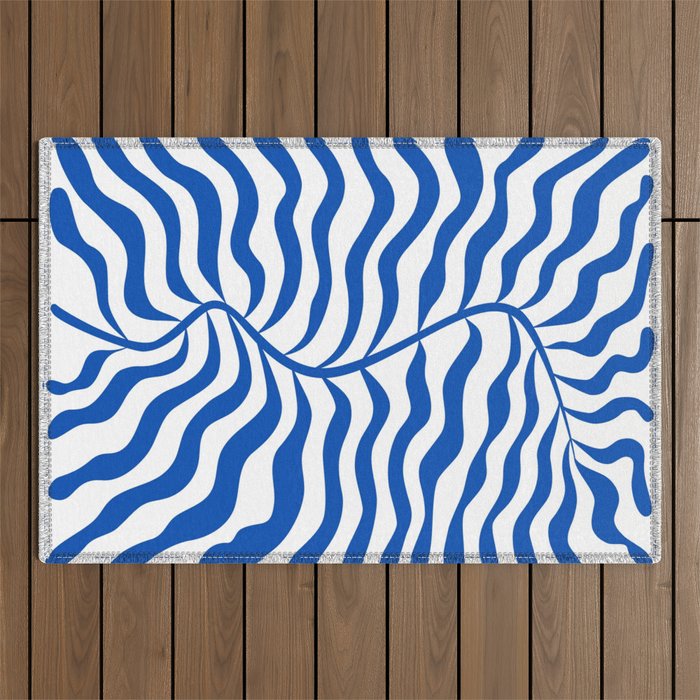 Henri Matisse Abstract Cobalt Leaf Art Outdoor Rug Gallery Image 1