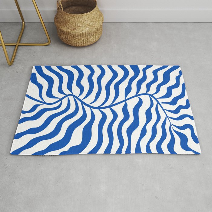 Henri Matisse Abstract Cobalt Leaf Art Rug Gallery Image 1