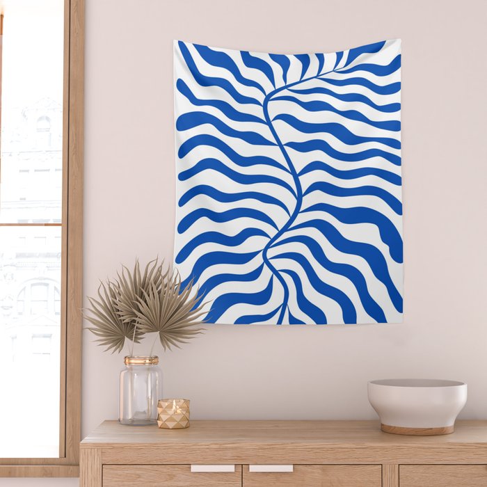 Henri Matisse Abstract Cobalt Leaf Art Wall Tapestry Gallery Image 2