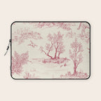 Toile de Jouy Vintage French Red Cream Pastoral Antique Art Print Laptop Sleeve Gallery Image 1
