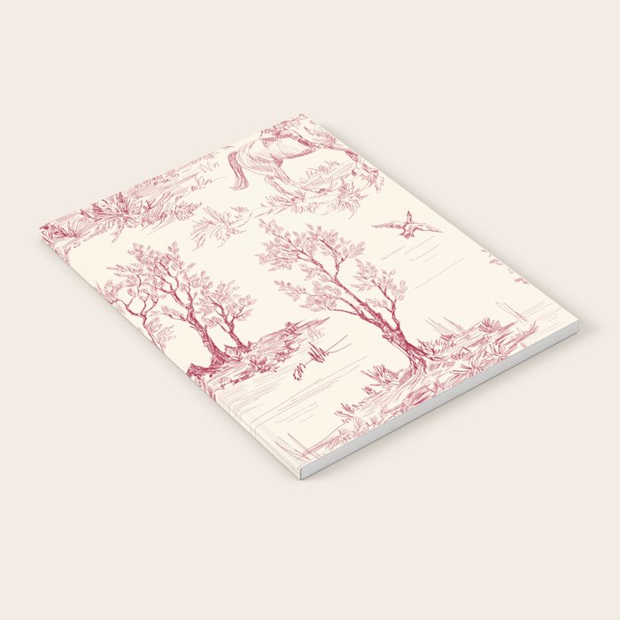 Toile de Jouy Vintage French Red Cream Pastoral Antique Art Print Notebook Gallery Image 2