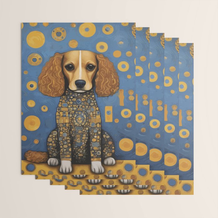 Gustav Klimt Style Dog in Blue and Gold Costume Wrapping Paper Gallery Image 3