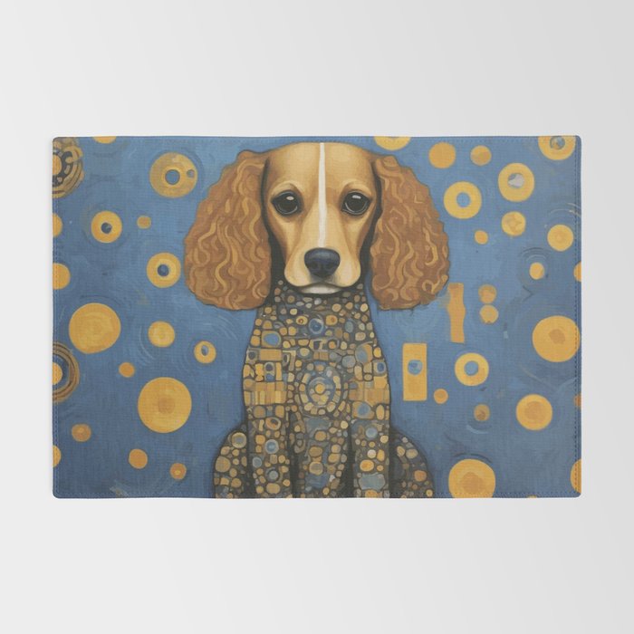 Gustav Klimt Style Dog in Blue and Gold Costume Rug Gallery Image 2