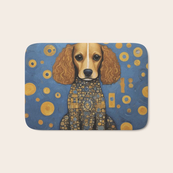 Gustav Klimt Style Dog in Blue and Gold Costume Bath Mat Gallery Image 1