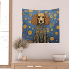 Gustav Klimt Style Dog in Blue and Gold Costume Wall Tapestry Gallery Image 2