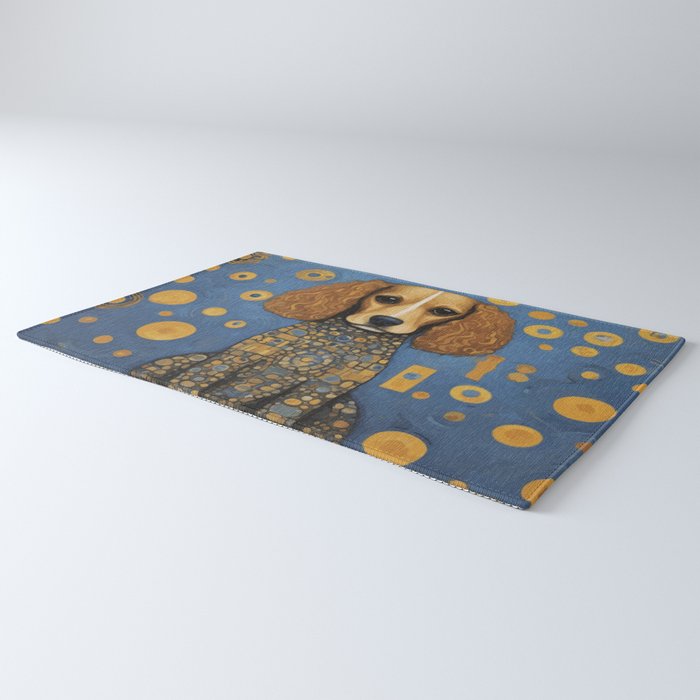 Gustav Klimt Style Dog in Blue and Gold Costume Rug Gallery Image 3
