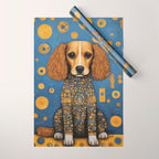 Gustav Klimt Style Dog in Blue and Gold Costume Wrapping Paper Gallery Image 1