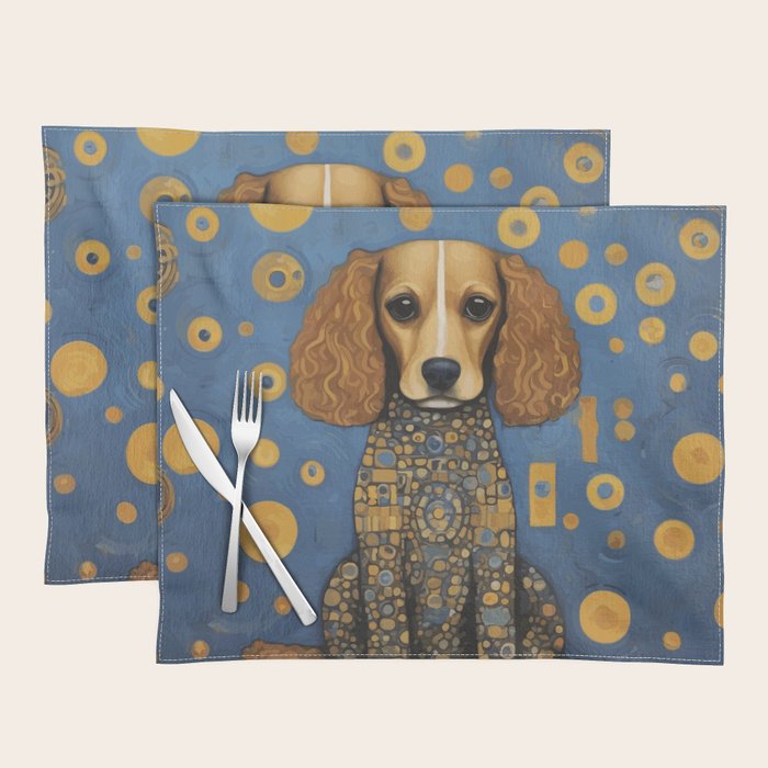 Gustav Klimt Style Dog in Blue and Gold Costume Placemat Gallery Image 1