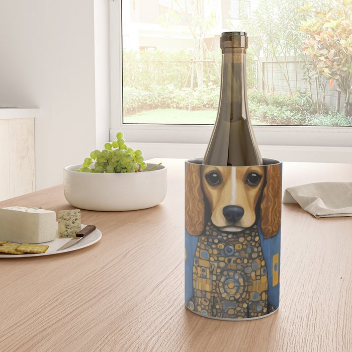 Gustav Klimt Style Dog in Blue and Gold Costume Wine Chiller Gallery Image 4
