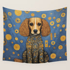 Gustav Klimt Style Dog in Blue and Gold Costume Wall Tapestry Gallery Image 4