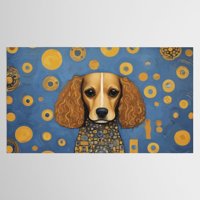 Gustav Klimt Style Dog in Blue and Gold Costume Tablecloth Gallery Image 2