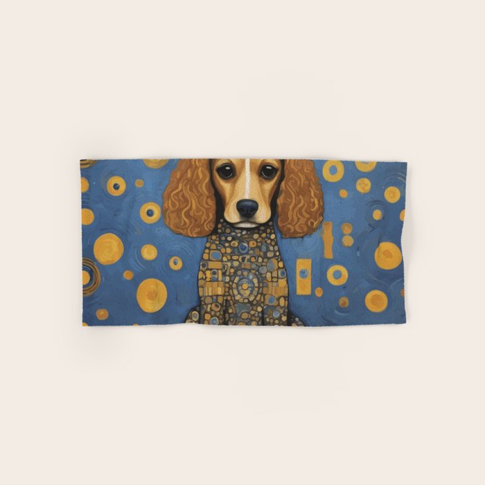 Gustav Klimt Style Dog in Blue and Gold Costume Bath Towel Gallery Image 1